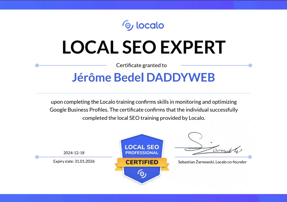 Certificat SEO Local expert